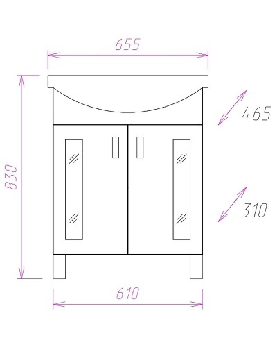 Тумба под раковину Onika Кристалл 65.18 106545 Белая