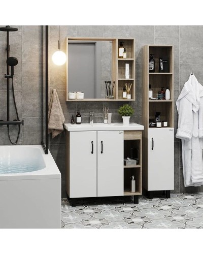 Тумба под раковину Onika Тимбер 80.10 108045 Белый матовый Дуб сонома