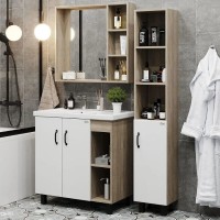 Тумба под раковину Onika Тимбер 80.10 108045 Белый матовый Дуб сонома