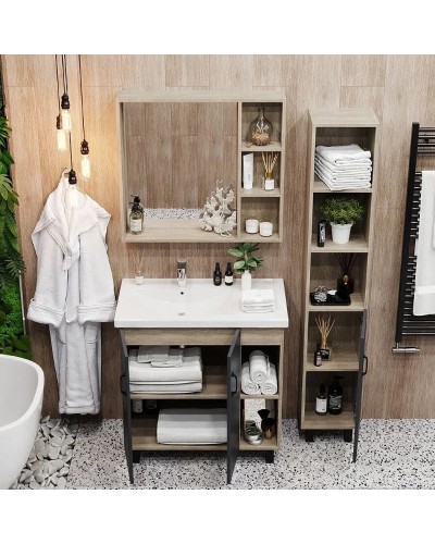 Тумба под раковину Onika Тимбер 80.10 108046 Серый матовый Дуб сонома