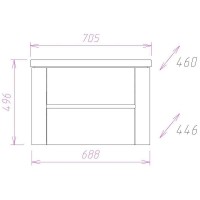 Тумба под раковину Onika Стоун 70.13 107045 подвесная Белая Темный бетон