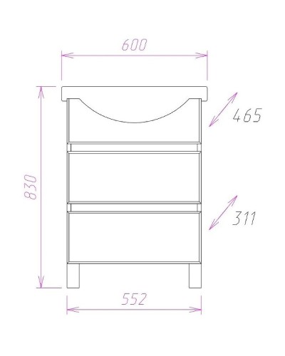 Тумба под раковину Onika Элита 60.13 106122 Штрокс коричневый Белый