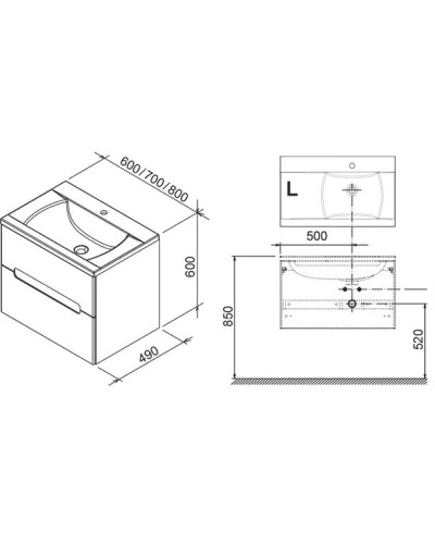 Тумба 80 см береза/белый глянец Ravak SD Classic II L X000000911