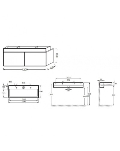 Тумба под раковину Jacob Delafon Terrace 120 EB1188-G1C подвесная Белый лак