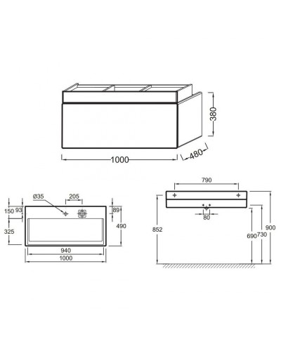 Тумба под раковину Jacob Delafon Terrace 100 EB1187-N23 подвесная Ледяной коричневый