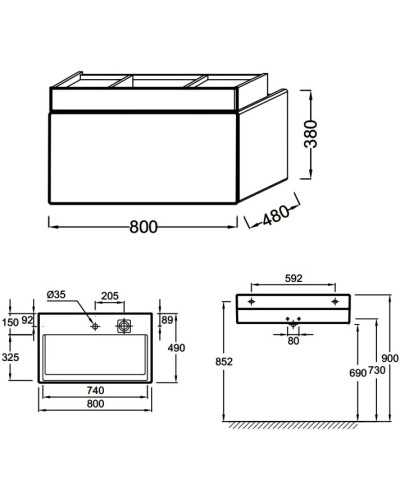 Тумба под раковину Jacob Delafon Terrace 80 EB1186-G1C подвесная Белая глянцевая