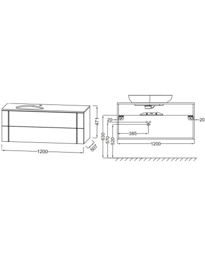 Тумба фактурный дуб 120 см Jacob Delafon Nouvelle Vague EB3041-E73