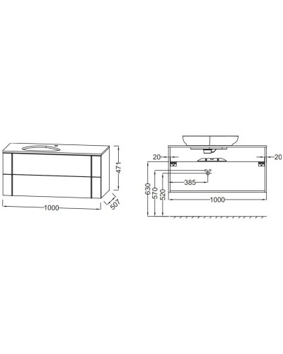 Тумба коричневая кожа 100 см Jacob Delafon Nouvelle Vague EB3040-NR2