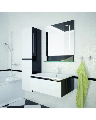 Тумба белый глянец/черный глянец 70 см Astra-Form Альфа 020406