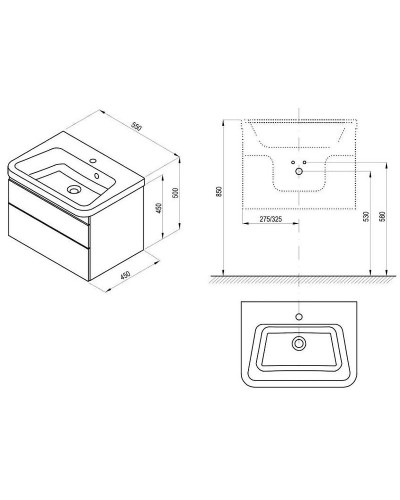 Тумба под раковину Ravak SD 10° II 55 X000001285 подвесная Темный Орех