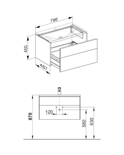 Тумба под раковину Keuco Royal Reflex 80 34060140000 подвесная Трюфель