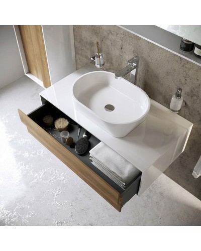 Тумба под раковину Ravak SD Step 100 X000001417 подвесная Белая Дуб