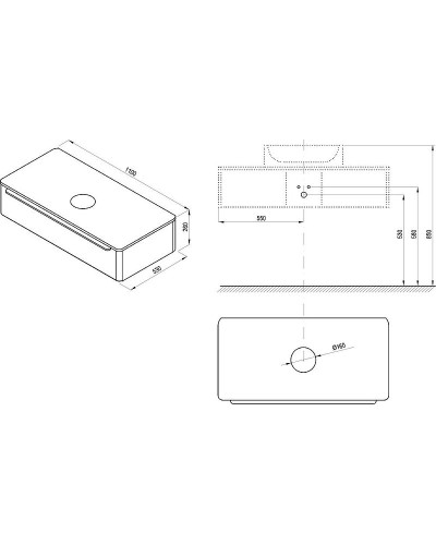 Тумба под раковину Ravak SUD 260.01 110 X000001101 подвесная Сатиновое дерево