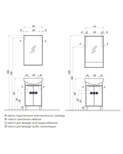 Тумба белый глянец/ясень фабрик 46,6 см Акватон Рико 1A212401RIB90