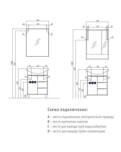 Тумба белый глянец/ясень фабрик 59,4 см Акватон Рико 1A213301RIB90