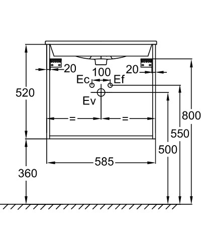 Тумба под раковину Jacob Delafon Tolbiac 60 EB2381-E75 подвесная Дуб давос