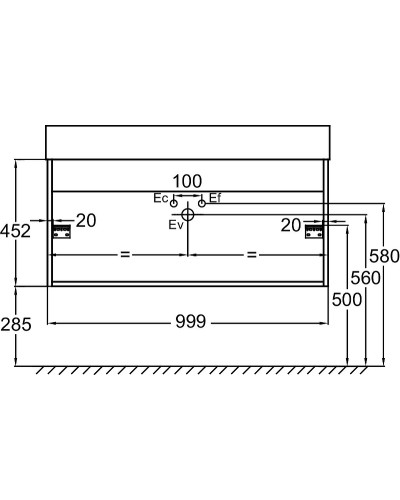 Тумба под раковину Jacob Delafon Vivienne 100 EB1585-E70-E70 подвесная Арлингтонский дуб