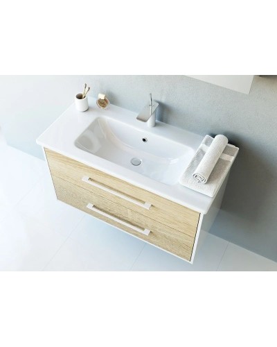 Тумба дуб сонома/белый глянец 96,8 см Aqwella 5 Stars Miami Mai.01.10