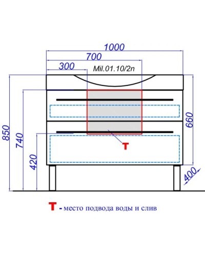 Тумба белый глянец 100 см Aqwella 5 Stars Milan Mil.01.10/2n/W