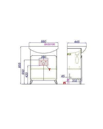 Тумба под раковину Aqwella Basic 65 BAS0106DZ Дуб золотой