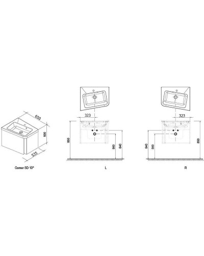 Тумба под раковину Ravak SD 10° 65 L X000000747 подвесная Темный орех