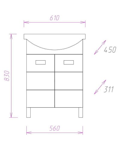 Тумба под раковину Onika Балтика 60 106040 Белая