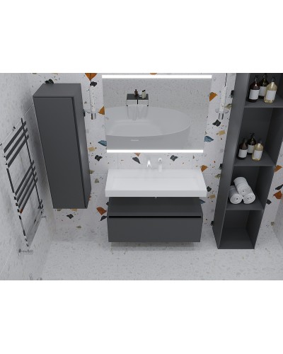 Тумба Boheme Armadi Art Vallessi UNO-S 100 897-100-A glossy подвесная Антрацит глянец