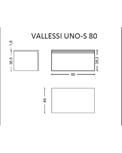 Тумба Boheme Armadi Art Vallessi UNO-S 80 897-080-A mat подвесная Антрацит матовый