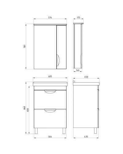 Тумба белый 56,4 см ASB-Mebel Миранда