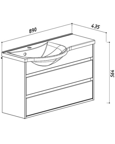 Тумба белый глянец 88,3 см L Belux Лира НП 90-02
