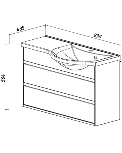 Тумба белый глянец 88,3 см R Belux Лира НП 90-02
