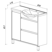 Тумба белый глянец 88,3 см R Belux Лира НП 91-02