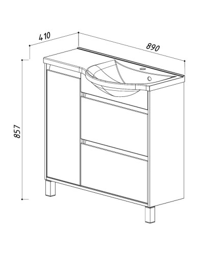 Тумба белый глянец 88,3 см R Belux Лира НП 91-02
