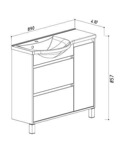 Тумба белый глянец 88,3 см L Belux Лира НП 91-02