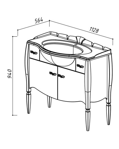 Тумба черный матовый 112,8 см Belux Бари Н105-02