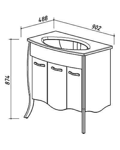 Тумба белый глянец 90,2 см Belux Бриз Н 85