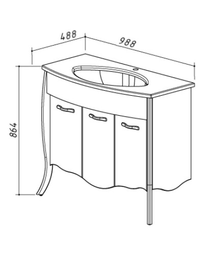 Тумба белый глянец 98,8 см Belux Бриз Н 105