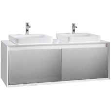 Тумба белый глянец/серебро глянец 140 см Belux Валенсия НП 140-04