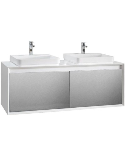 Тумба белый глянец/серебро глянец 140 см Belux Валенсия НП 140-04