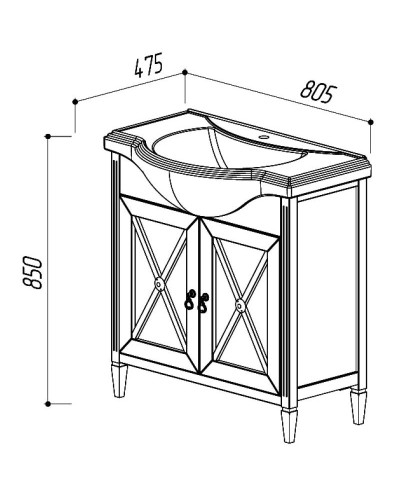 Тумба белый глянец 77,2 см Belux Рояль Н 80