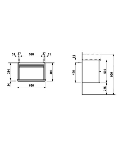 Тумба белый матовый 63,6 см Laufen Space 4.1016.2.160.100.1