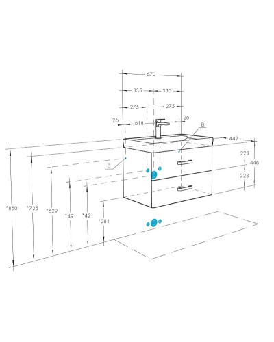 Тумба под раковину Aquaton Америна 67 1A137601AM010 подвесная Белая глянцевая
