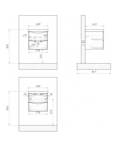 Тумба Rovere Moro 57,4 см BelBagno Fly FLY-600/EMP-2C-SO-RW-P