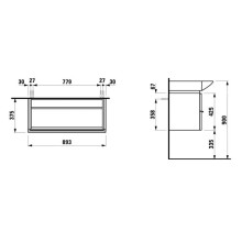 Тумба белый дуб 89,3 см 2 ящика Laufen Case 4.0125.2.075.519.1