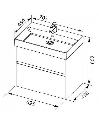 Тумба белый глянец 69,5 см Aquanet Бруклин 00203959