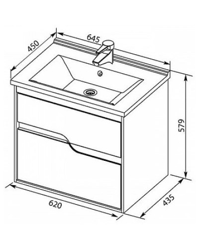 Тумба белый глянец 62 см Aquanet Модена 00198485