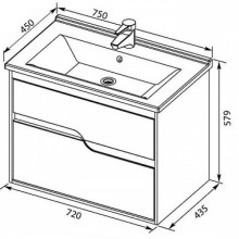 Тумба белый глянец 72 см Aquanet Модена 00198486