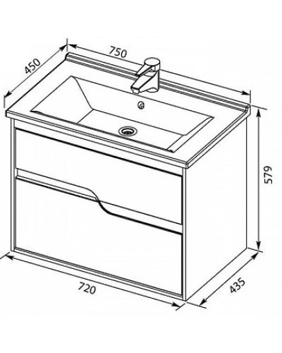 Тумба белый глянец 72 см Aquanet Модена 00198486
