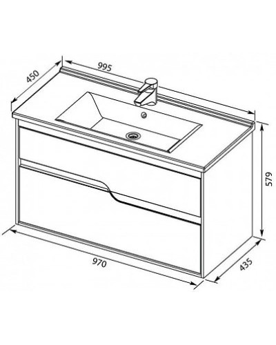 Тумба белый глянец 97 см Aquanet Модена 00198489