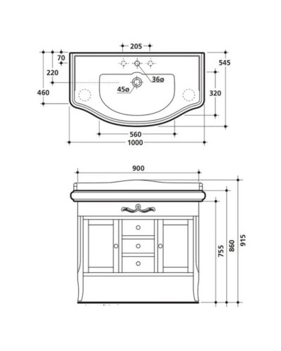 Тумба бордо 90 см Kerasan Retro 734753